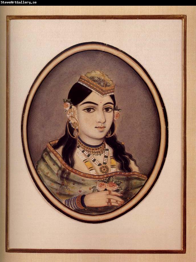 unknow artist A Courtesan of Maharaja Sawai Ram Singh of Jaipur Dressed for the Spring Festival